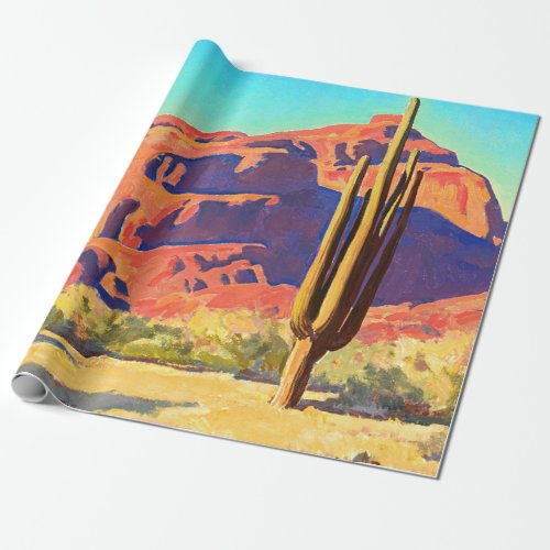 Red Rocks and Cactus 1945 by Maynard Dixon Wrapping Paper
