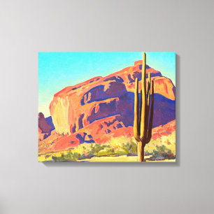 Red Rocks and Cactus by Maynard Dixon Canvas Print