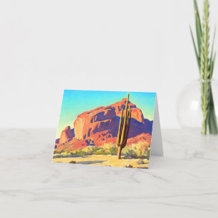 Red Rocks and Cactus by Maynard Dixon Letterpress Thank You Card