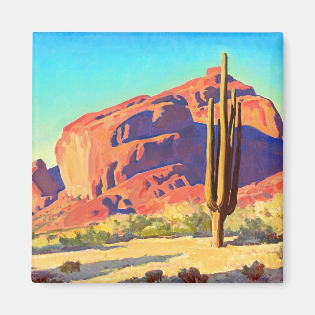 Red Rocks and Cactus by Maynard Dixon Magnet (Front)