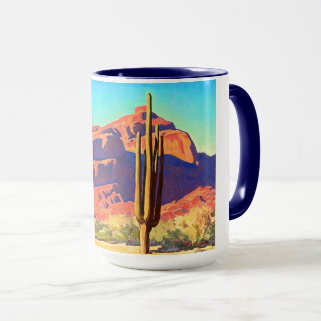 Red Rocks and Cactus by Maynard Dixon Mug (Front Right)