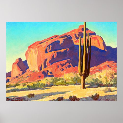 Red Rocks and Cactus by Maynard Dixon Poster