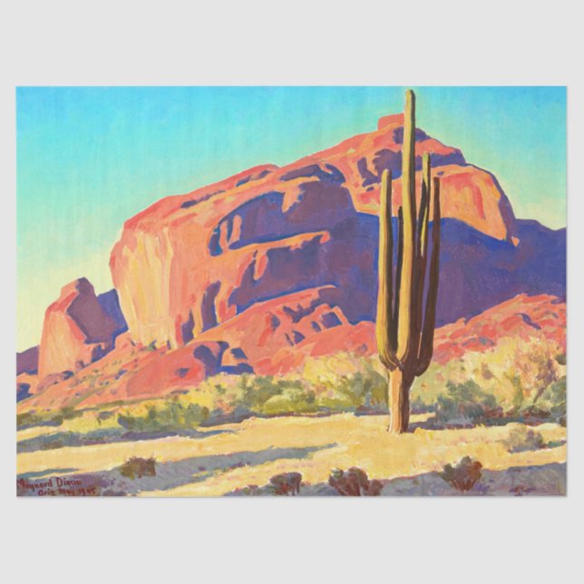Red Rocks and Cactus by Maynard Dixon Tissue Paper (Front)