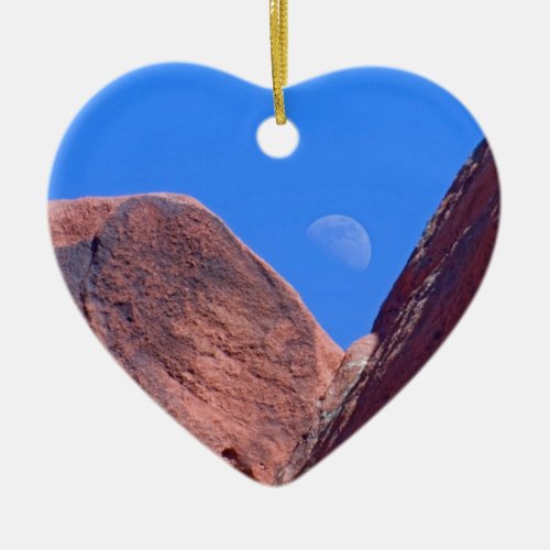 Red Rocks and Moon 01 Ceramic Ornament
