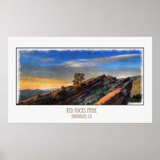 Red Rocks Oil Painting Poster