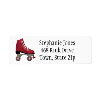 Red Roller Skates Skating Label by SjasisSportsSpace at Zazzle