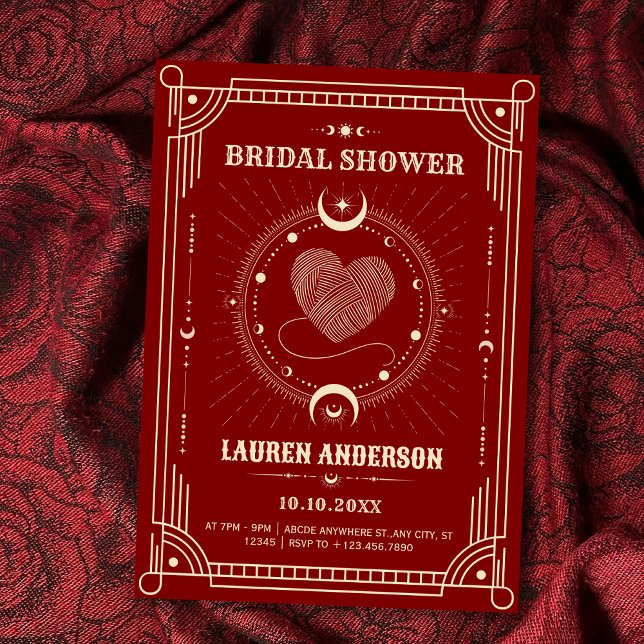 Red romance  boho mystical moon bridal shower invitation (Creator Uploaded)