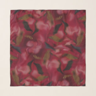 Red Romantic Floral Square Scarf