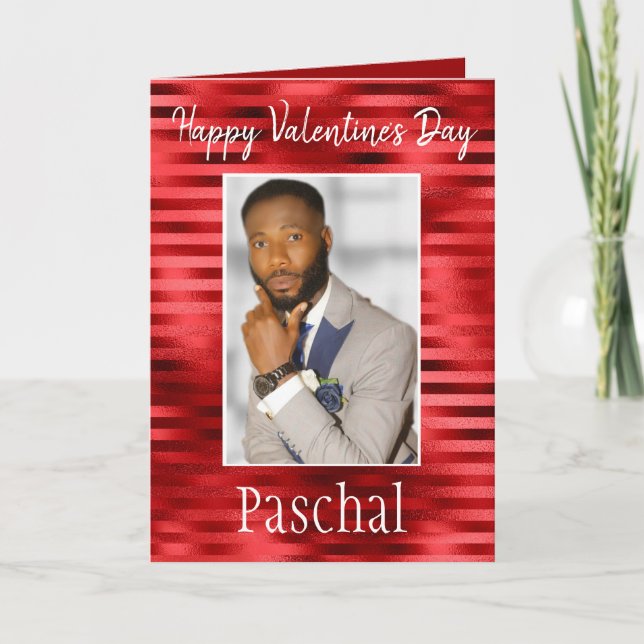 Red Romantic Happy Valentine's Day to Him Photo Card (Front)