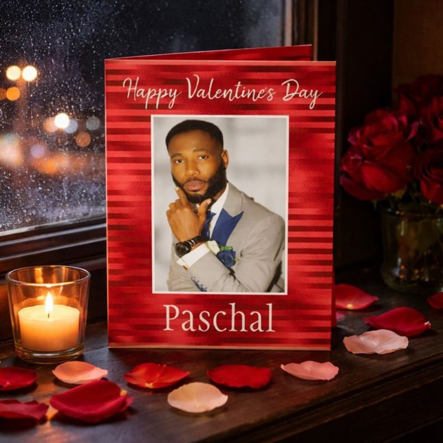 Red Romantic Happy Valentine's Day to Him Photo Card (Creator Uploaded)