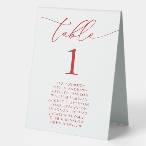 Red Romantic Holiday Seating Table Number Table Te Table Tent Sign