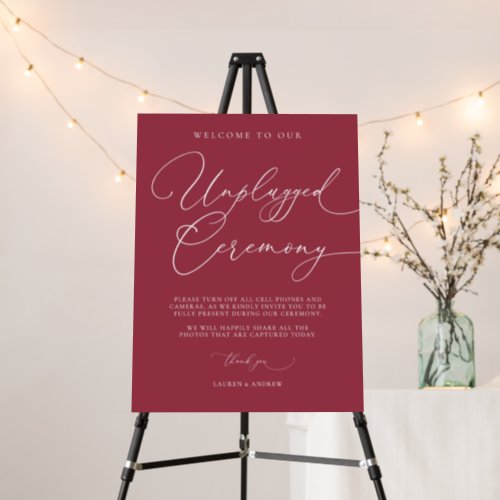 Red Romantic Holiday Wedding Unplugged Ceremony Foam Board