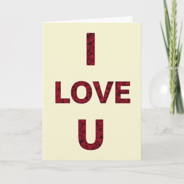 Red Romantic I Love You Floral Card (Front)