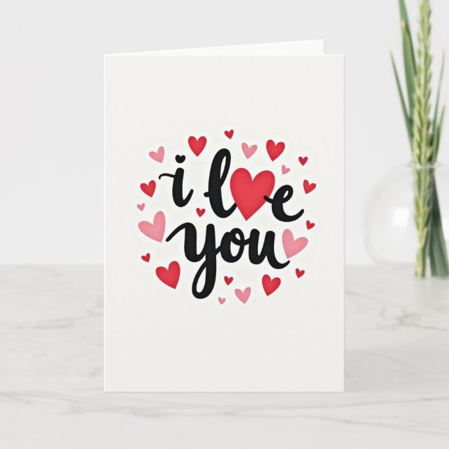 Red Romantic I Love You Heart Card (Front)