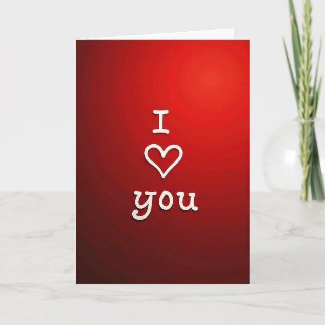 Red Romantic I Love You Script Card (Front)