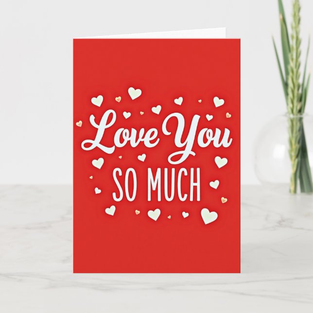 Red Romantic Love You Hearts Card (Front)