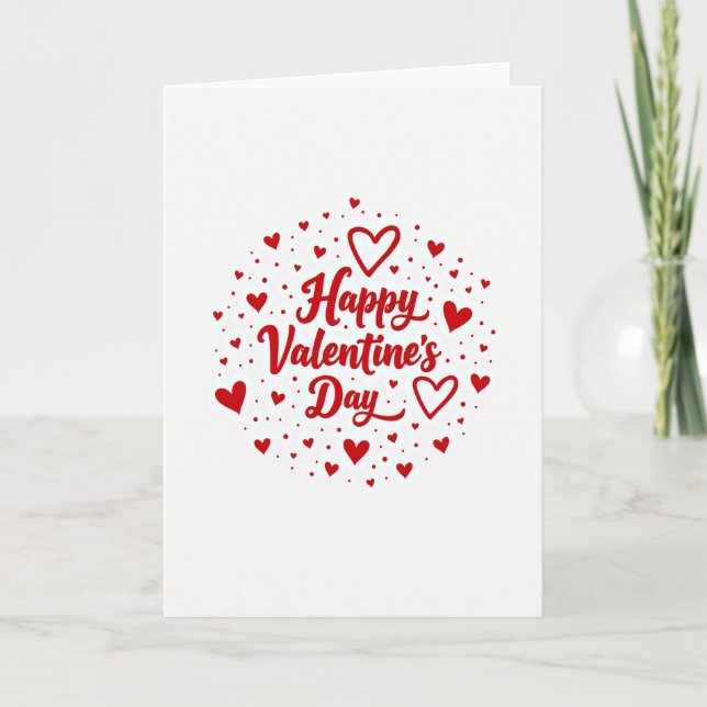 Red Romantic Script Valentines Day Card (Front)