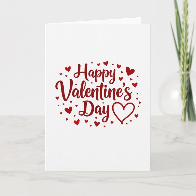 Red Romantic Valentines Day Script Card (Front)