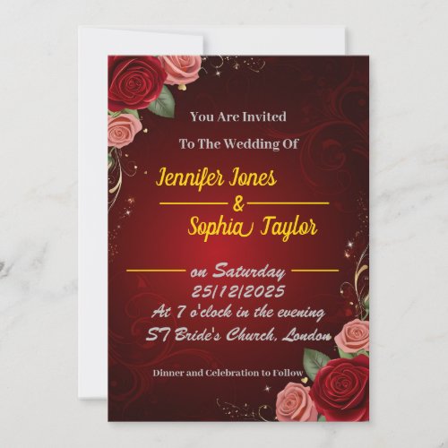 Red Romantic Wedding Invitation Personalize Card 