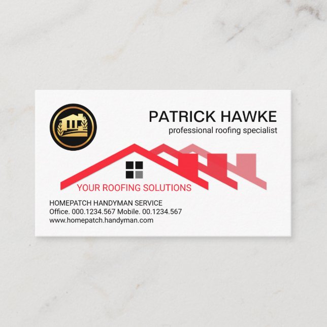 Red Roof Building Builder Business Card (Front)