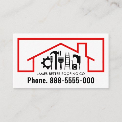 Red Roof Building Repair Tools Business Card