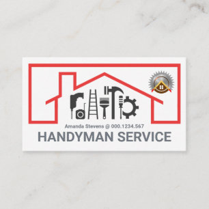 Red Roof Building Repair Tools Frame Business Card