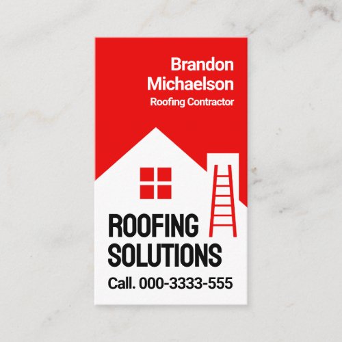 Red Roof Building Roofer Service Business Card