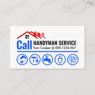 Red Roof Calling Handyman Service Business Card