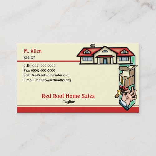 Red Roof Home Sales Business Card Templates