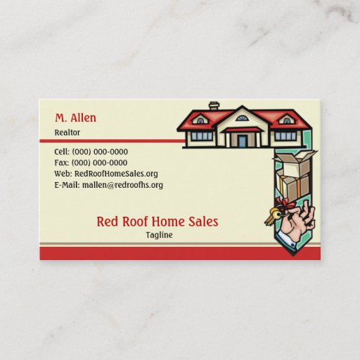 Customizable Red Roof Home Sales Business Card Templates