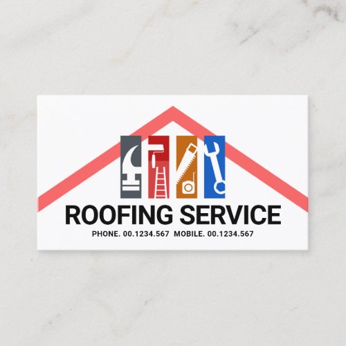 Red Roof Line Handyman Tools Layer Business Card