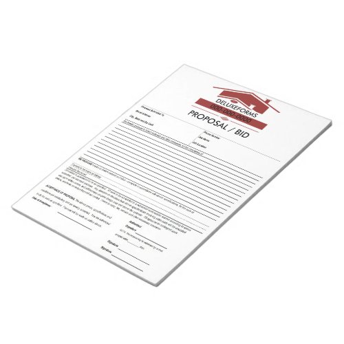 Red Roof Proposal Form Notepad