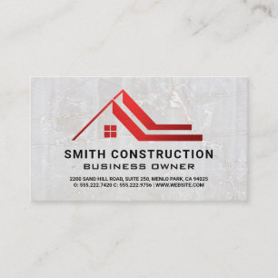 Red Roof Residential Logo Stone Background Business Card