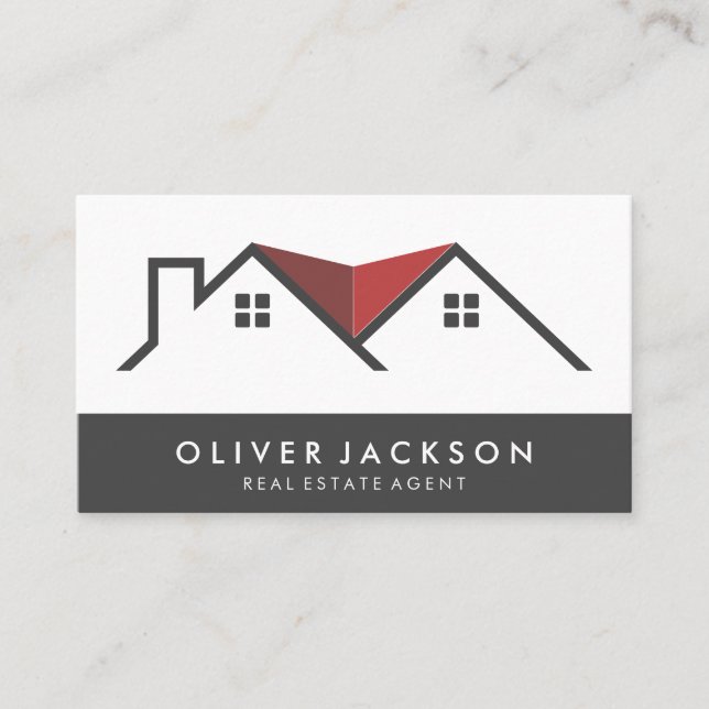 Red Roof | Residential | Real Estate Agent Business Card (Front)