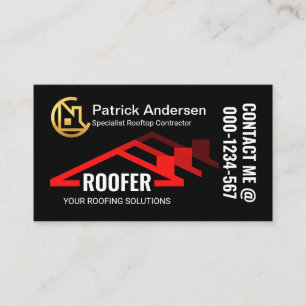 Red Roof Roofing Building Builder Business Card