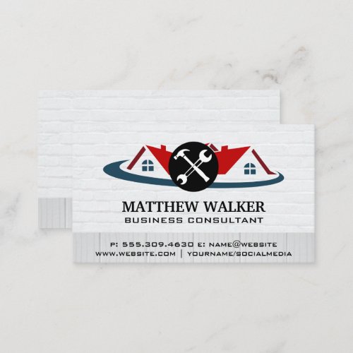 Red Roof Top Home  Hardware Tools Business Card