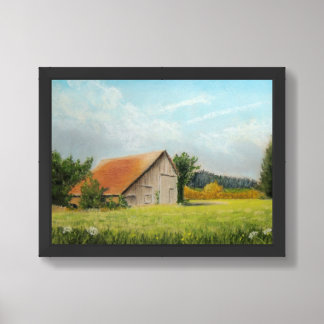 Red-Roofed Barn in the Meadow Art Print
