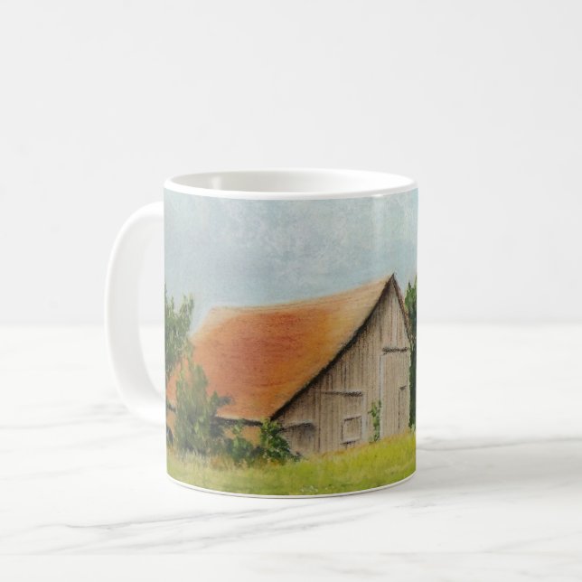 Red-Roofed Barn in the Meadow Mug (Front Left)