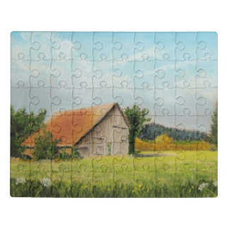 Red Roofed Barn in the Meadow Puzzle