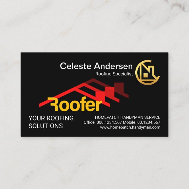 Red Roofer Roofing Roof Builder Business Card (Front)