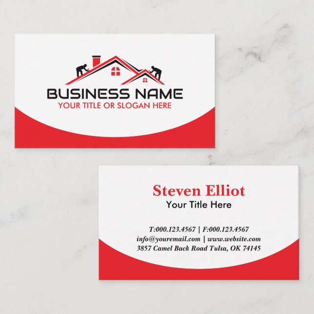 Red Roofers Professional Roofing Service Business  Card (Front/Back)