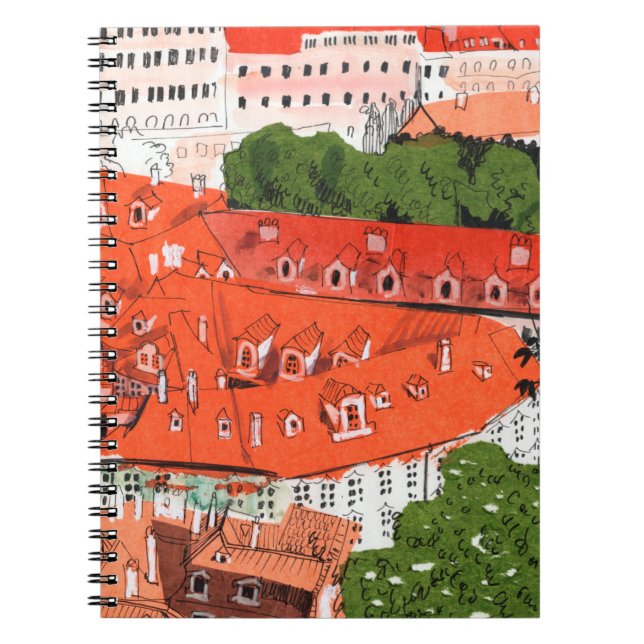 Red Roofs Prague Czech Cityscape Collage Sketch Notebook (Front)