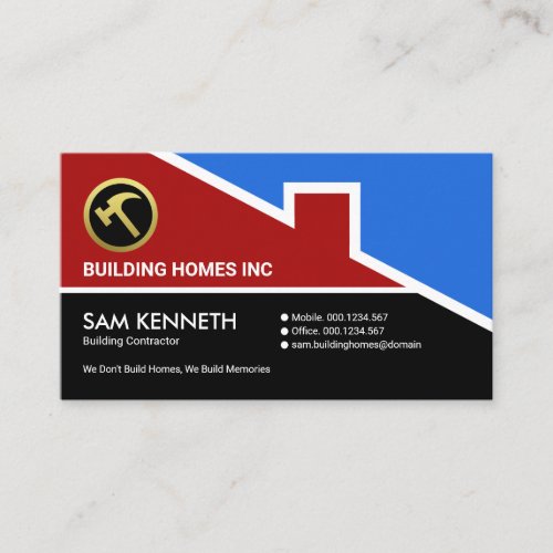 Red Rooftop Building Columns Builder Construction Business Card