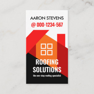 Red Rooftop Building Roofer Business Card