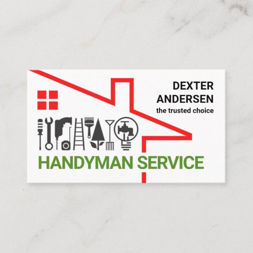 Red Rooftop Covering Repair Tools Business Card