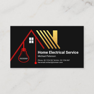 Red Rooftop Gold Bulb Switch Electrical Contractor Business Card