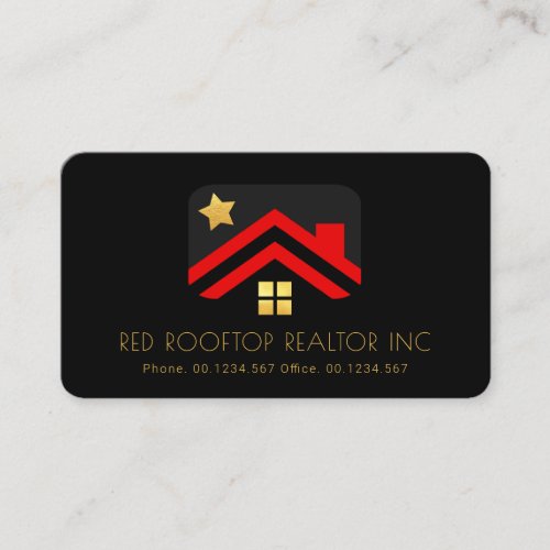 Red Rooftop Gold Star Window Realty Business Card