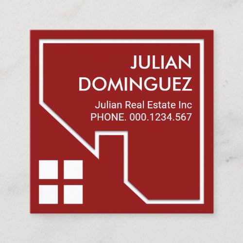 Red Rooftop Home Frame Realty Square Business Card