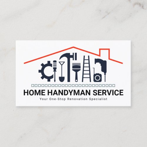 Red Rooftop With Handyman Tools Business Card