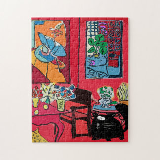 Red Room with Black Cat Jigsaw Puzzle